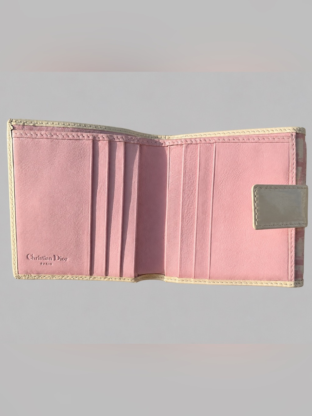 Authentic Christian Dior Trotter “1” Bifold Wallet in Pink/White - Picture 5 of 11